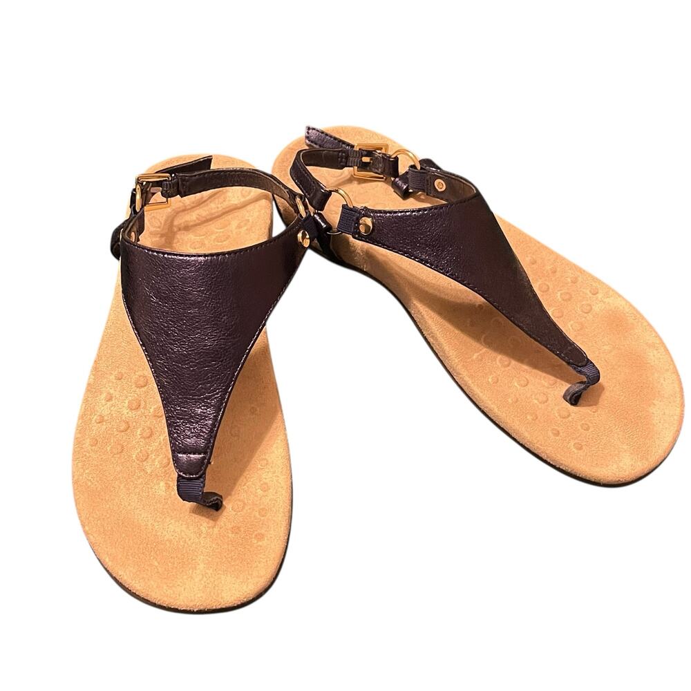Vionic Kirra Navy Sandals leather upper SEE PICS sz 7.5 ? NWD